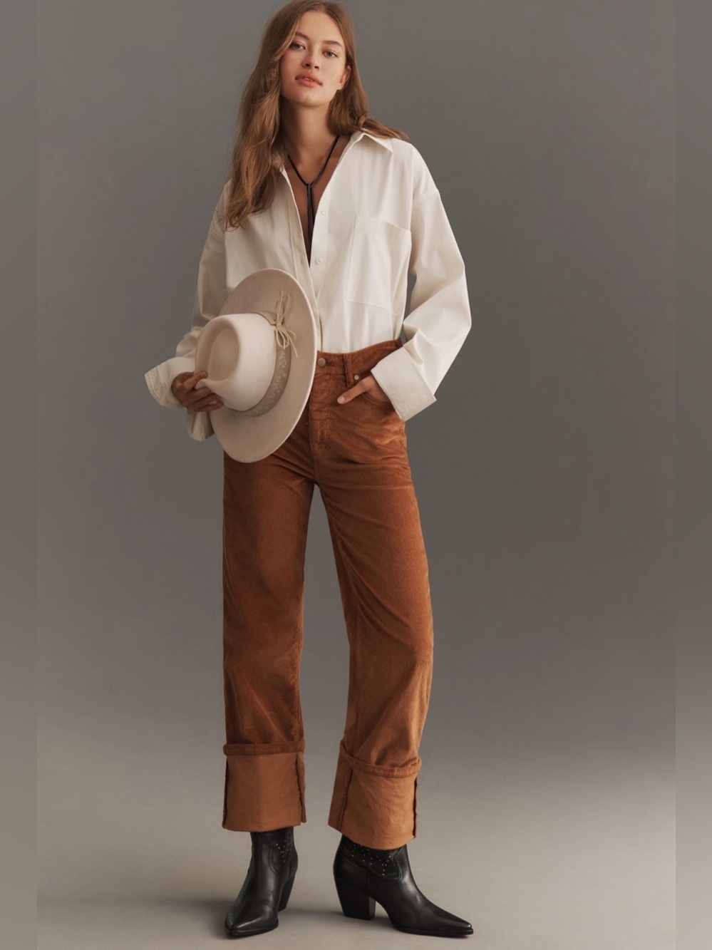 NWOT Anthropologie Pilcro Corduroy Pants in Rust Brown